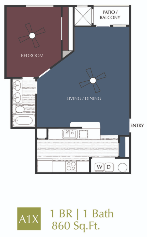 Tuscany 1 bedroom 1 bath apartment 773 sqft at Marcella at Gateway