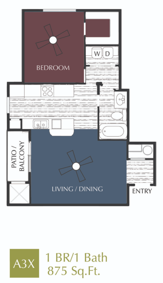 Tuscany 1 bedroom 1 bath apartment 786 sqft at Marcella at Gateway