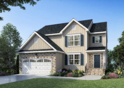 Rendering of Willow Elevation A with Brick Accents and Porch Boyd Homes Castleton